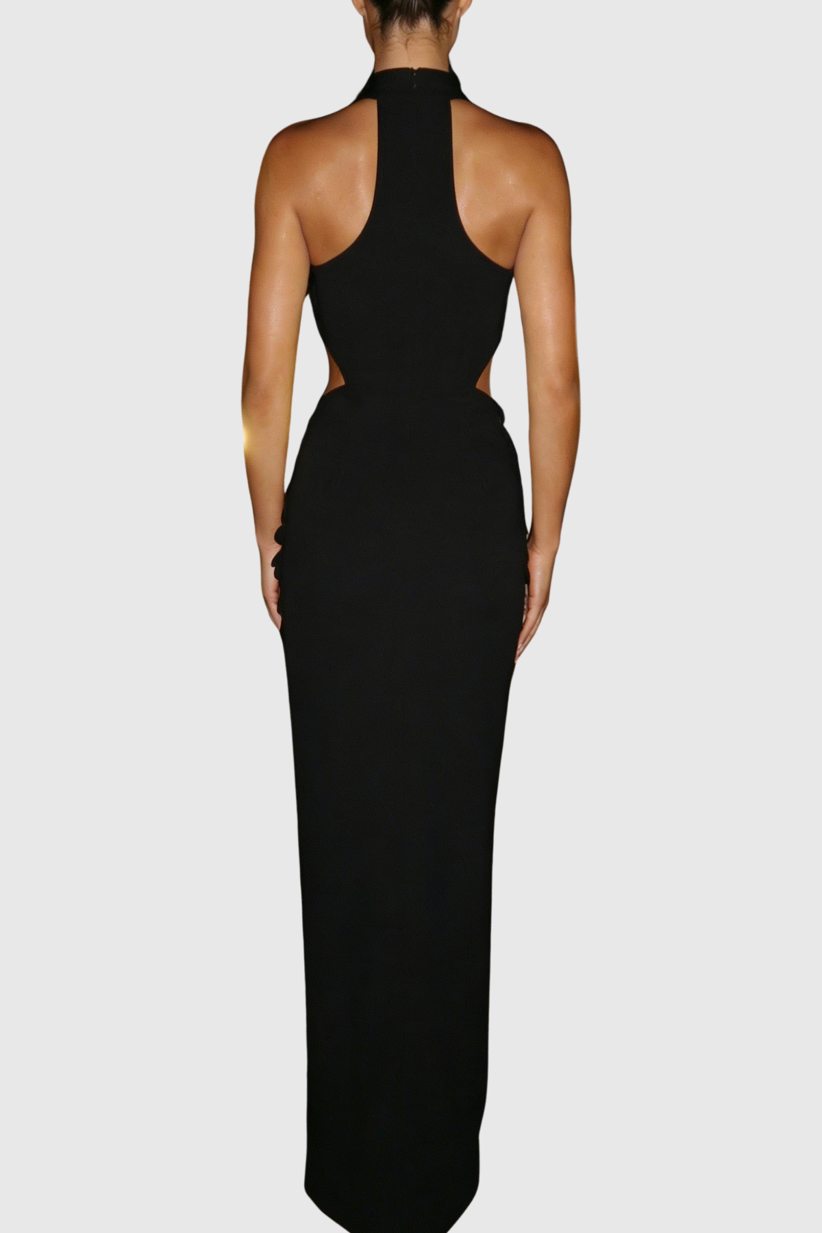 Atieno Floral Appliqué Maxi Bandage Dress - Black