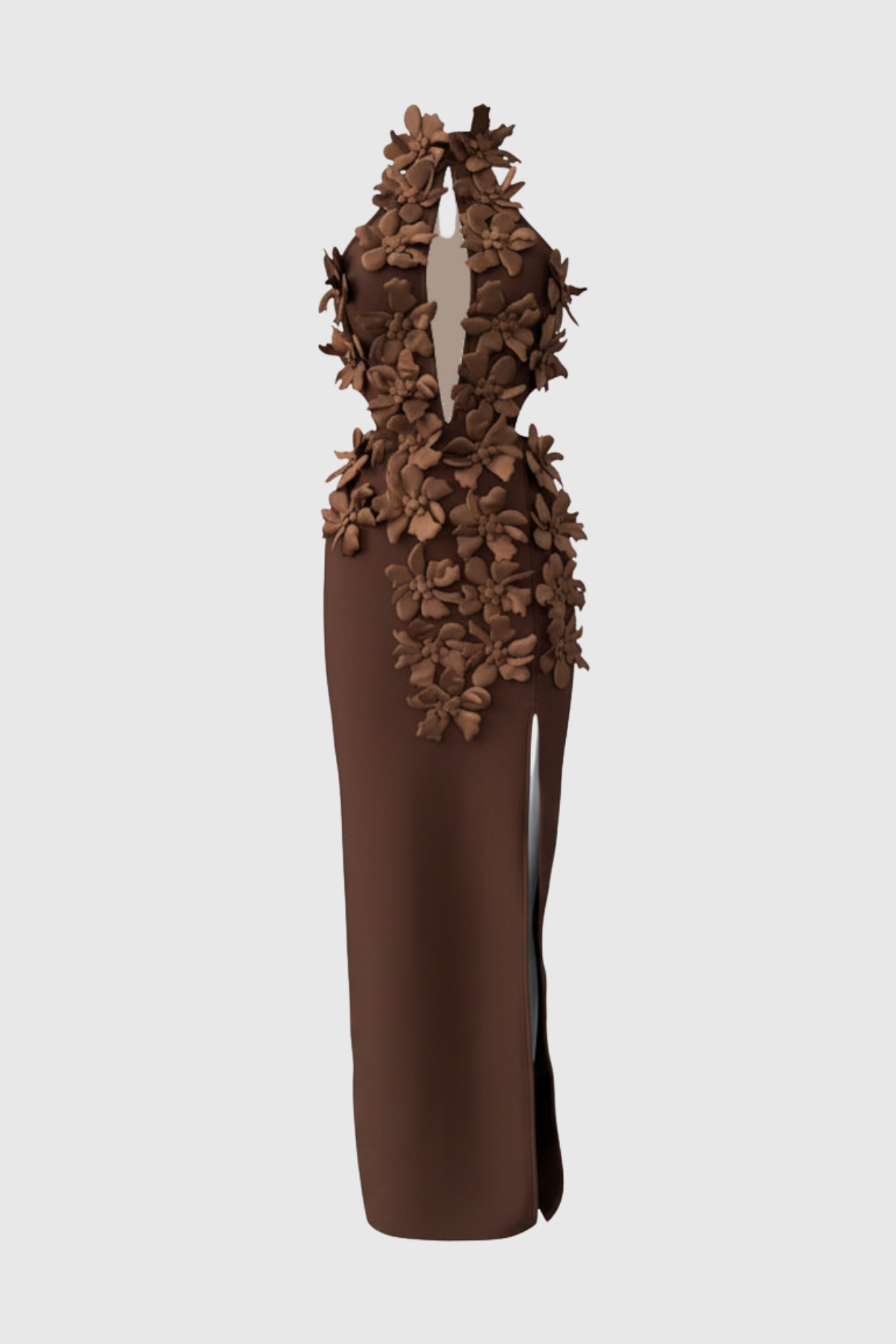 Atieno Floral Appliqué Maxi Bandage Dress - Brown