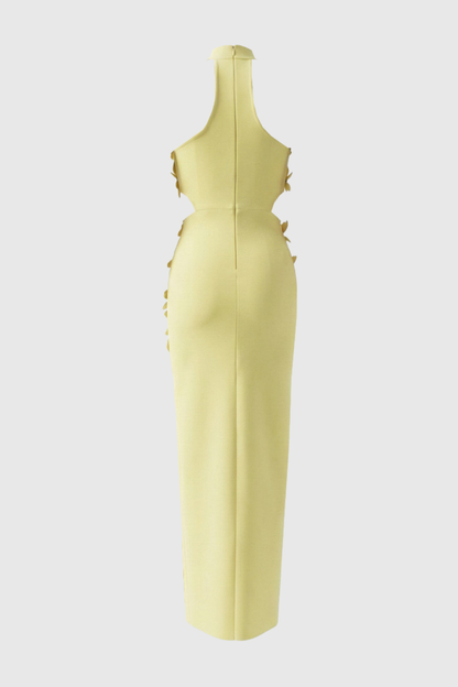 Atieno Floral Appliqué Maxi Bandage Dress - Yellow
