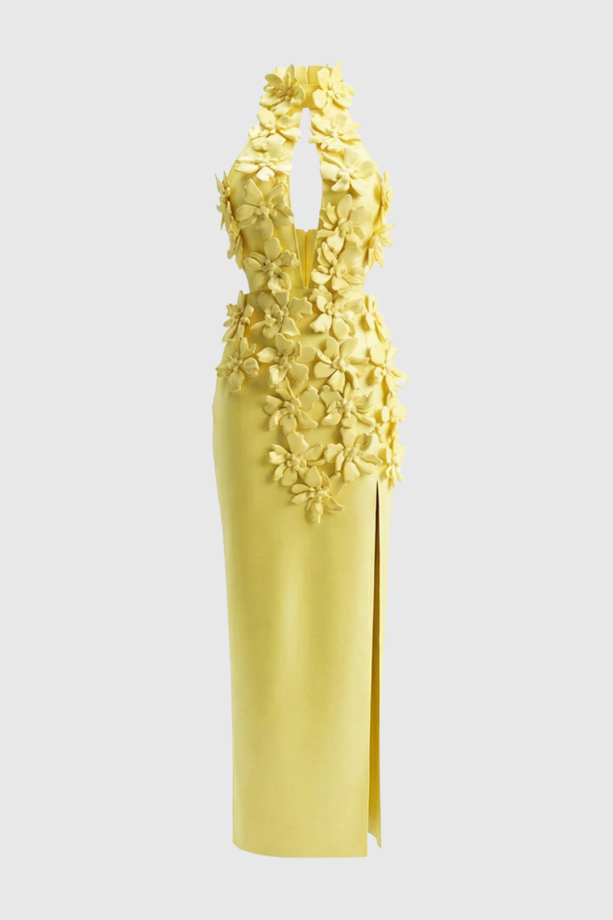 Atieno Floral Appliqué Maxi Bandage Dress - Yellow