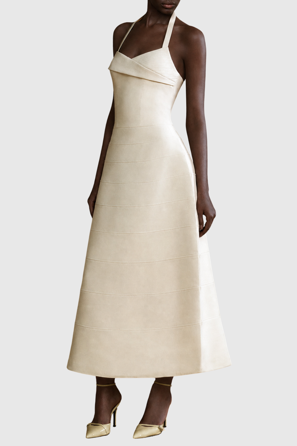 Atrian Buttoned Cape Maxi Dress