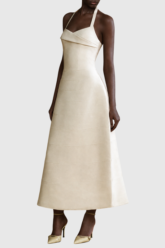 Atrian Buttoned Cape Maxi Dress