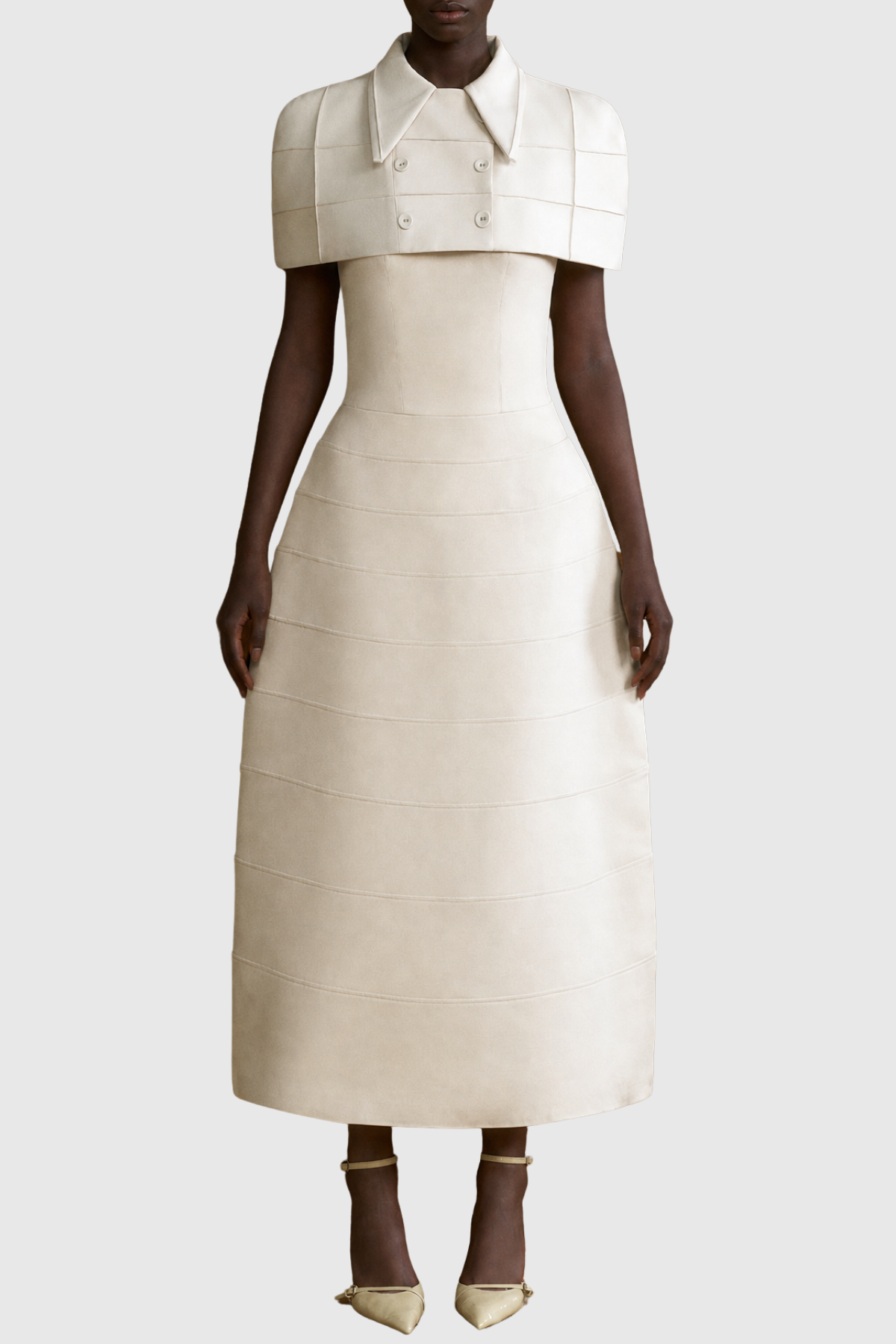Atrian Buttoned Cape Maxi Dress