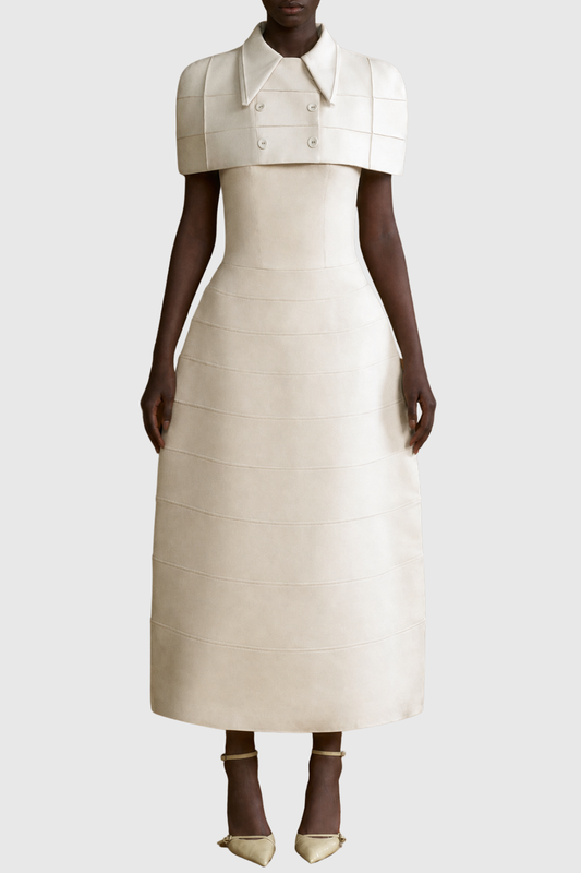 Atrian Buttoned Cape Maxi Dress