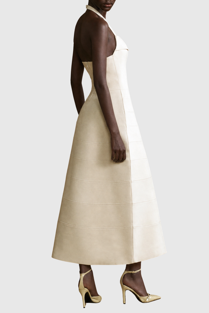 Atrian Buttoned Cape Maxi Dress