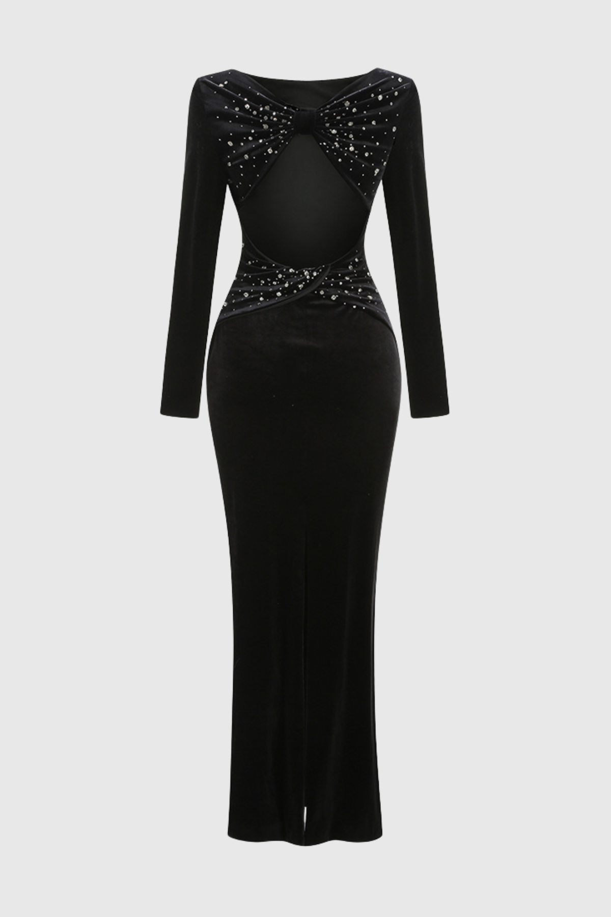 Aurelia Crystal Embellished Velvet Backless Maxi Dress
