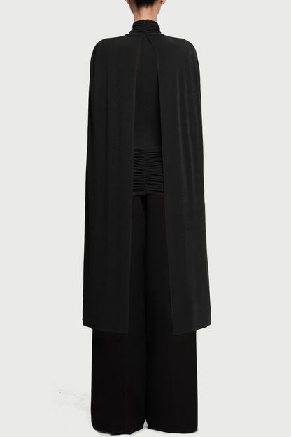 Aureta Symmetrical Flaps Ruched Top - Black