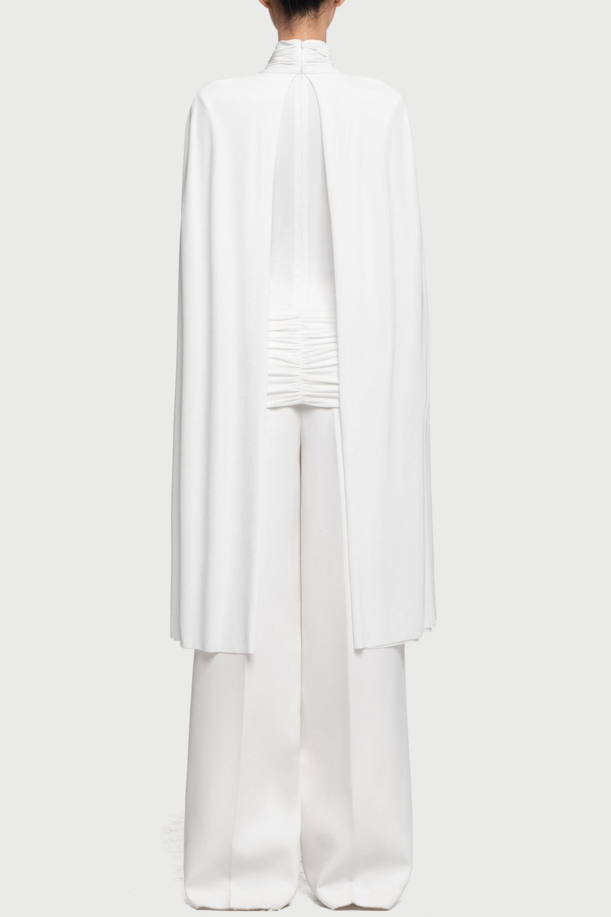 Aureta Symmetrical Flaps Ruched Top - White