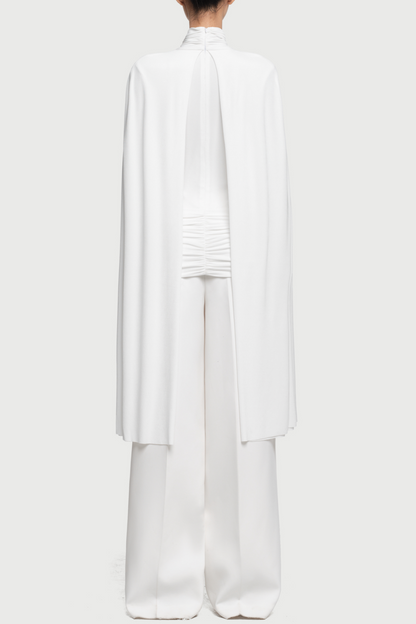 Aureta Symmetrical Flaps Ruched Top - White