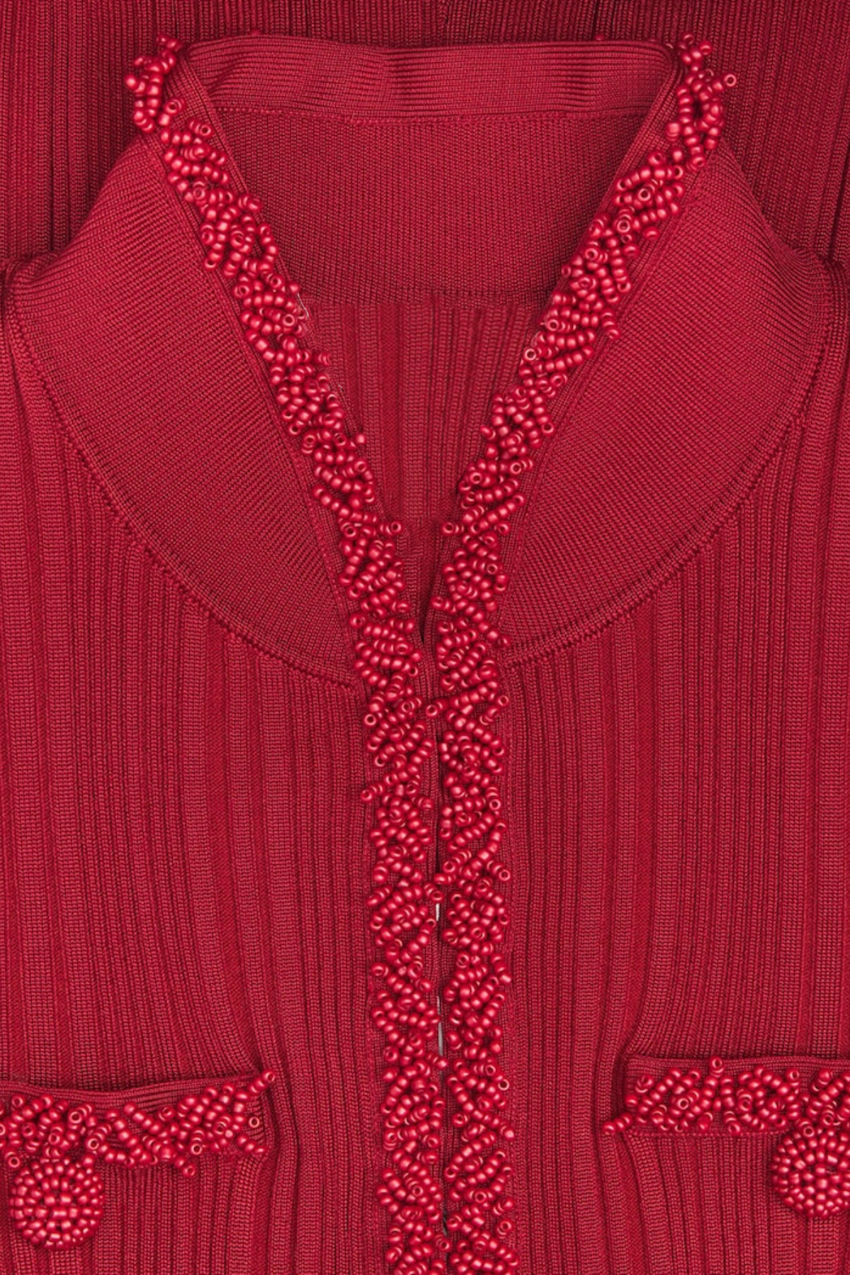 Austio Pearl Trim Knit Midi Dress