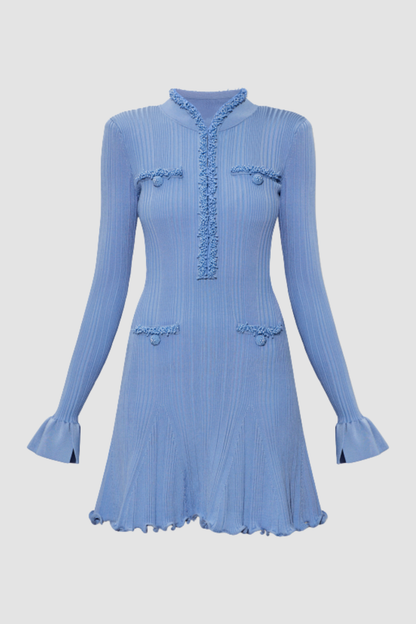 Austio Pearl Trim Knit Mini Dress