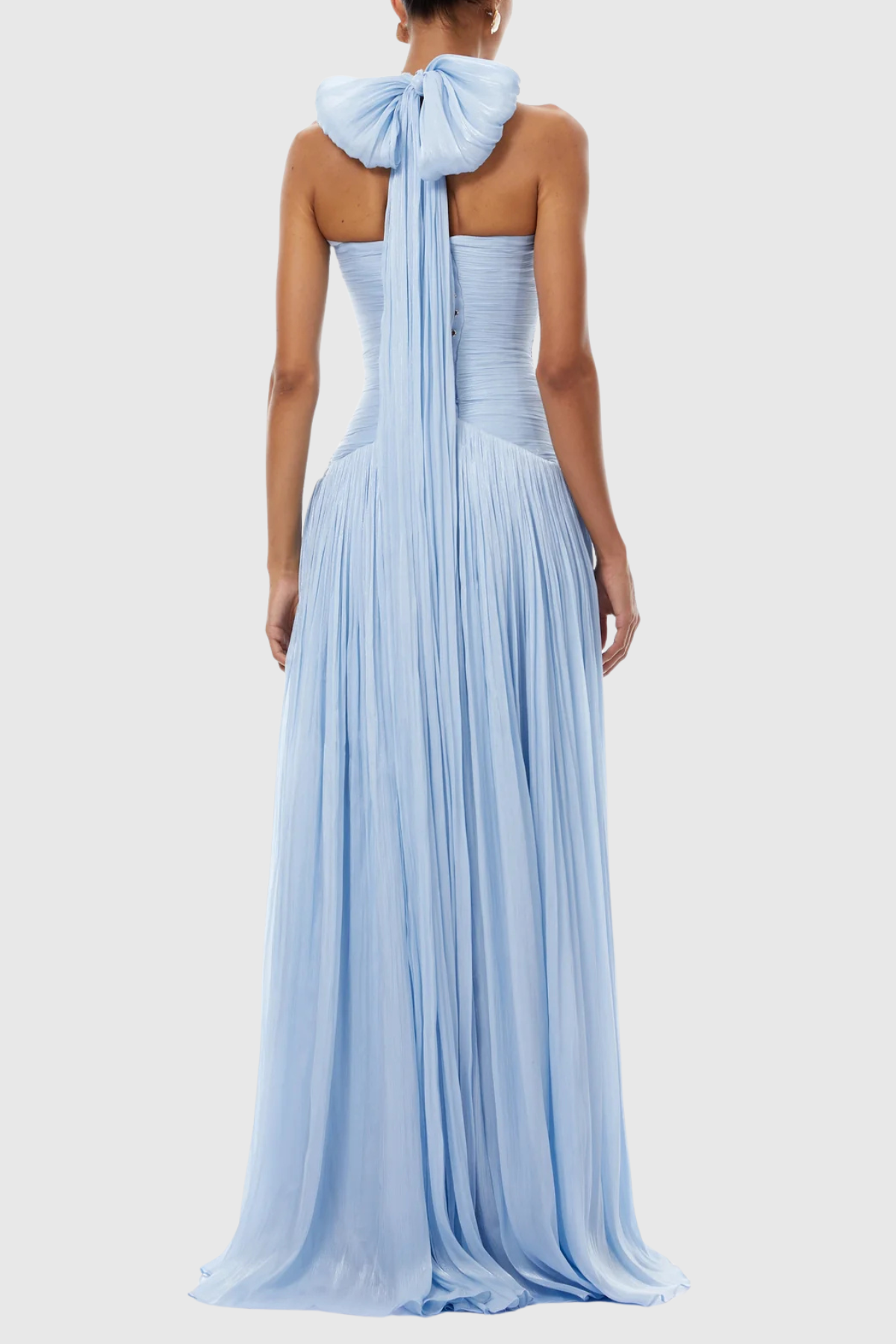 Averya Halter Glossy Gathered Maxi Dress