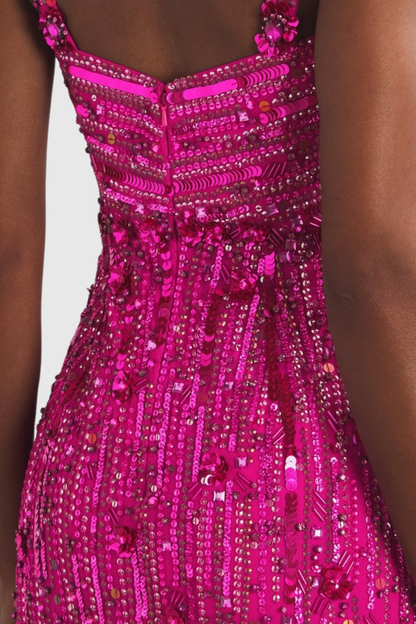 Avital Sequin Embellished Maxi Dress - Hot Pink