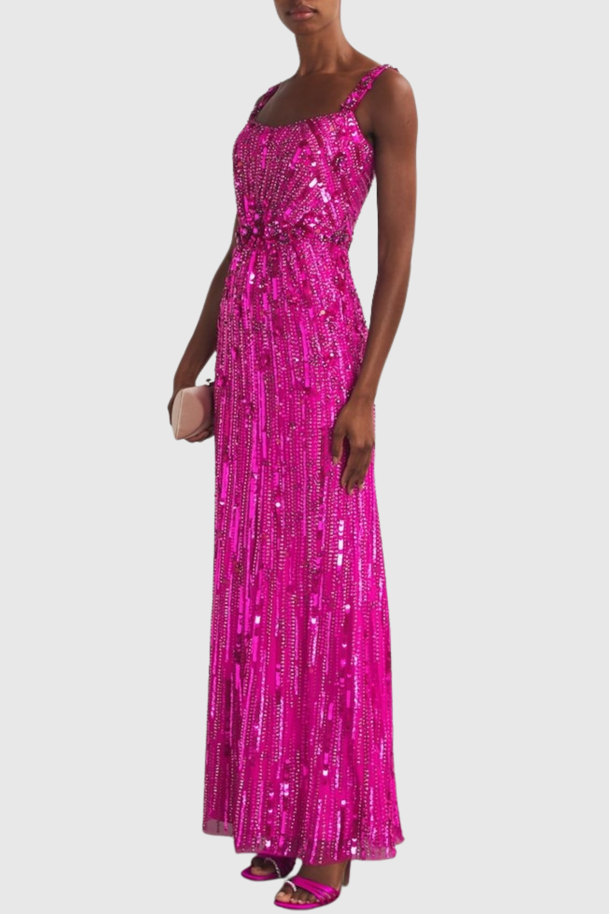 Avital Sequin Embellished Maxi Dress - Hot Pink