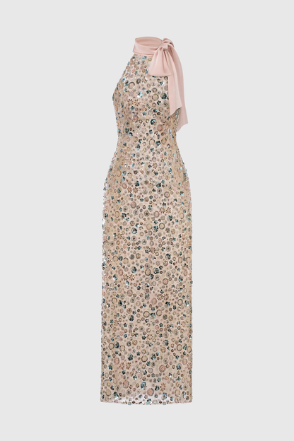 Avonlea Floral Sequin Sleeveless Maxi Dress