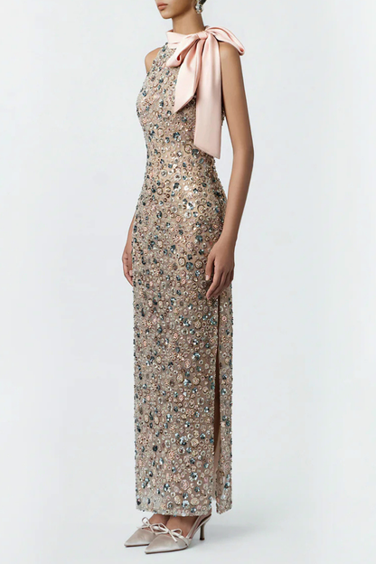 Avonlea Floral Sequin Sleeveless Maxi Dress