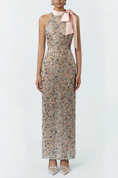 Avonlea Floral Sequin Sleeveless Maxi Dress