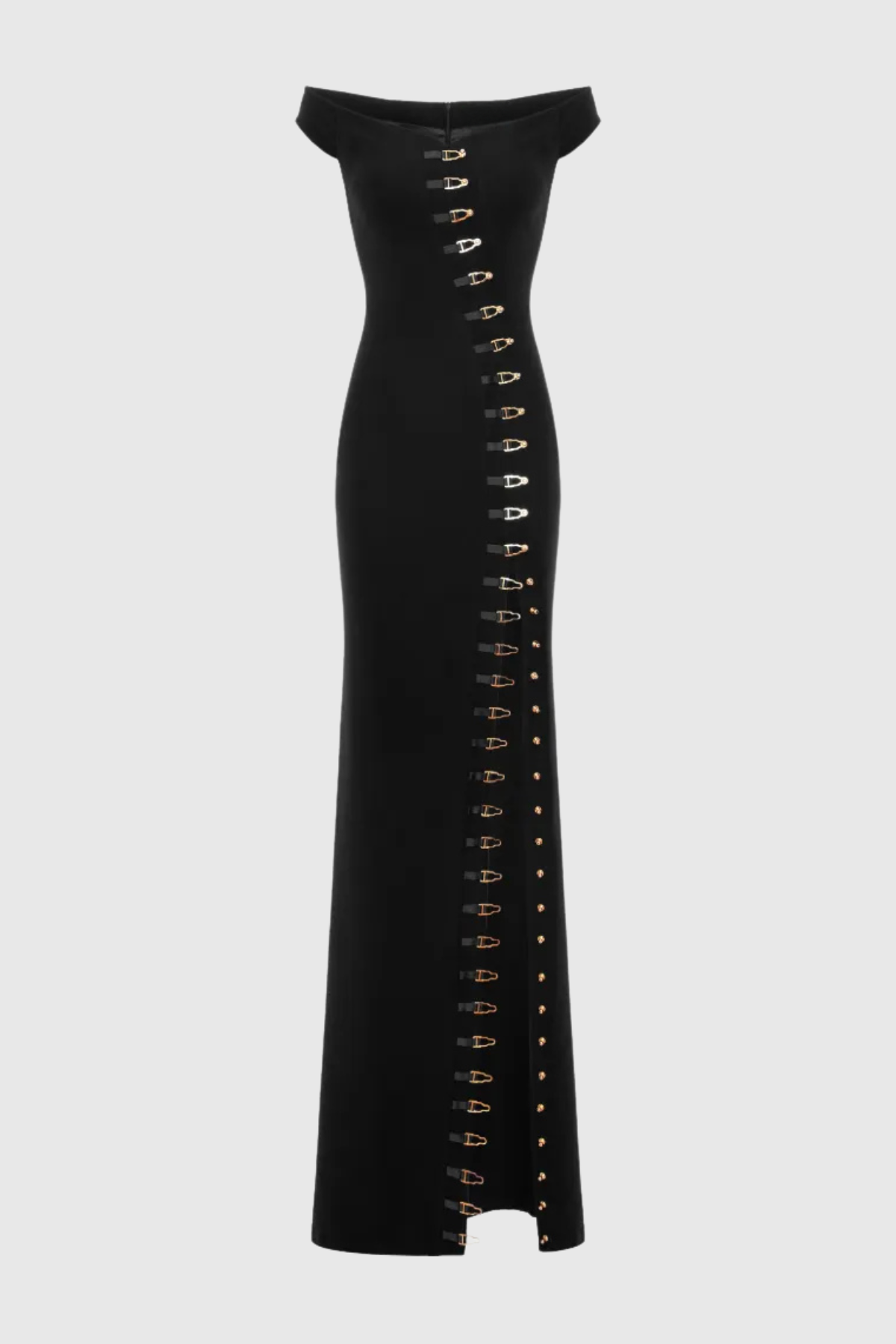 Axela Off Shoulder Split Maxi Dress - Black