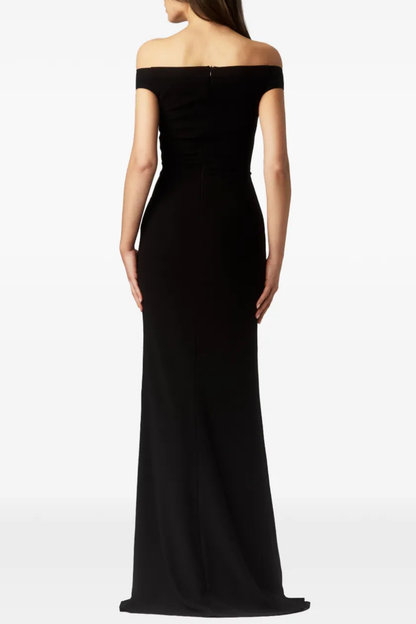 Axela Off Shoulder Split Maxi Dress - Black