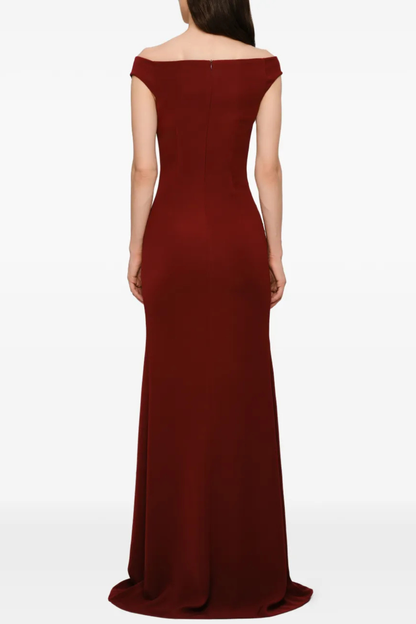 Axela Off Shoulder Split Maxi Dress - Red
