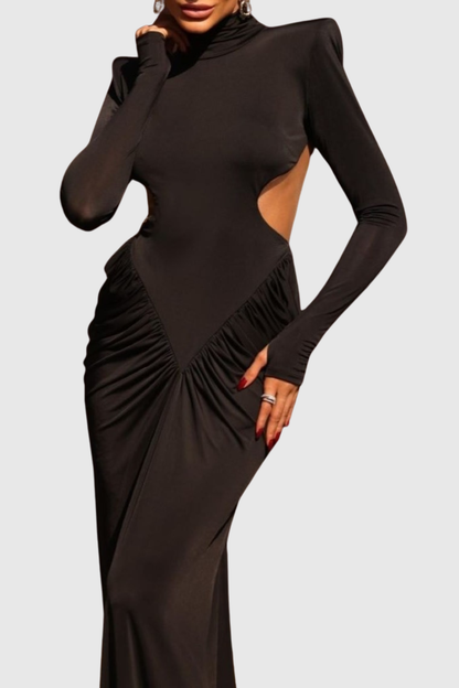 Azizi Ruched Cutout Maxi Dress - Black