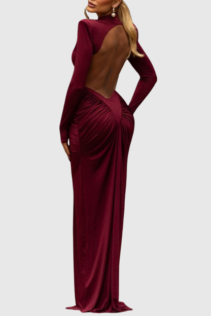 Azizi Ruched Cutout Maxi Dress - Wine