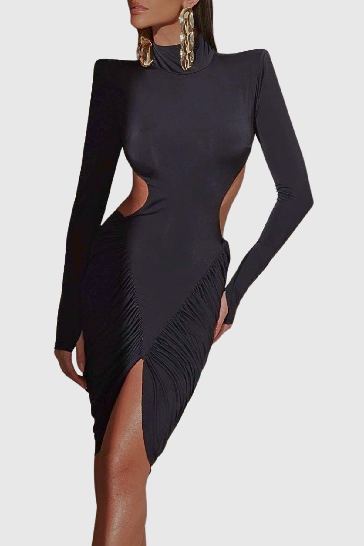 Azizi Ruched Cutout Mini Dress