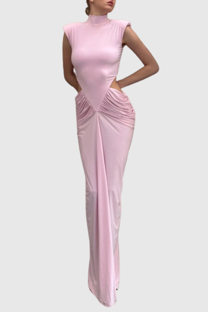 Azizi Sleeveless Ruched Cutout Maxi Dress