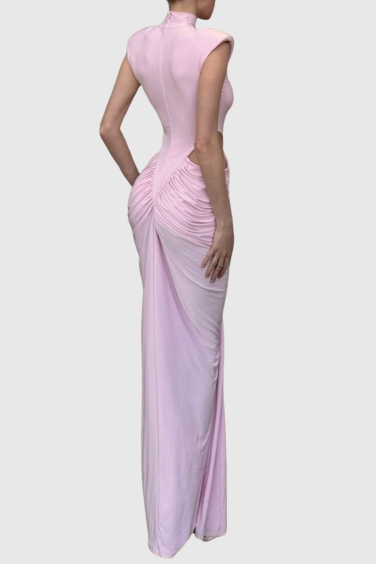 Azizi Sleeveless Ruched Cutout Maxi Dress