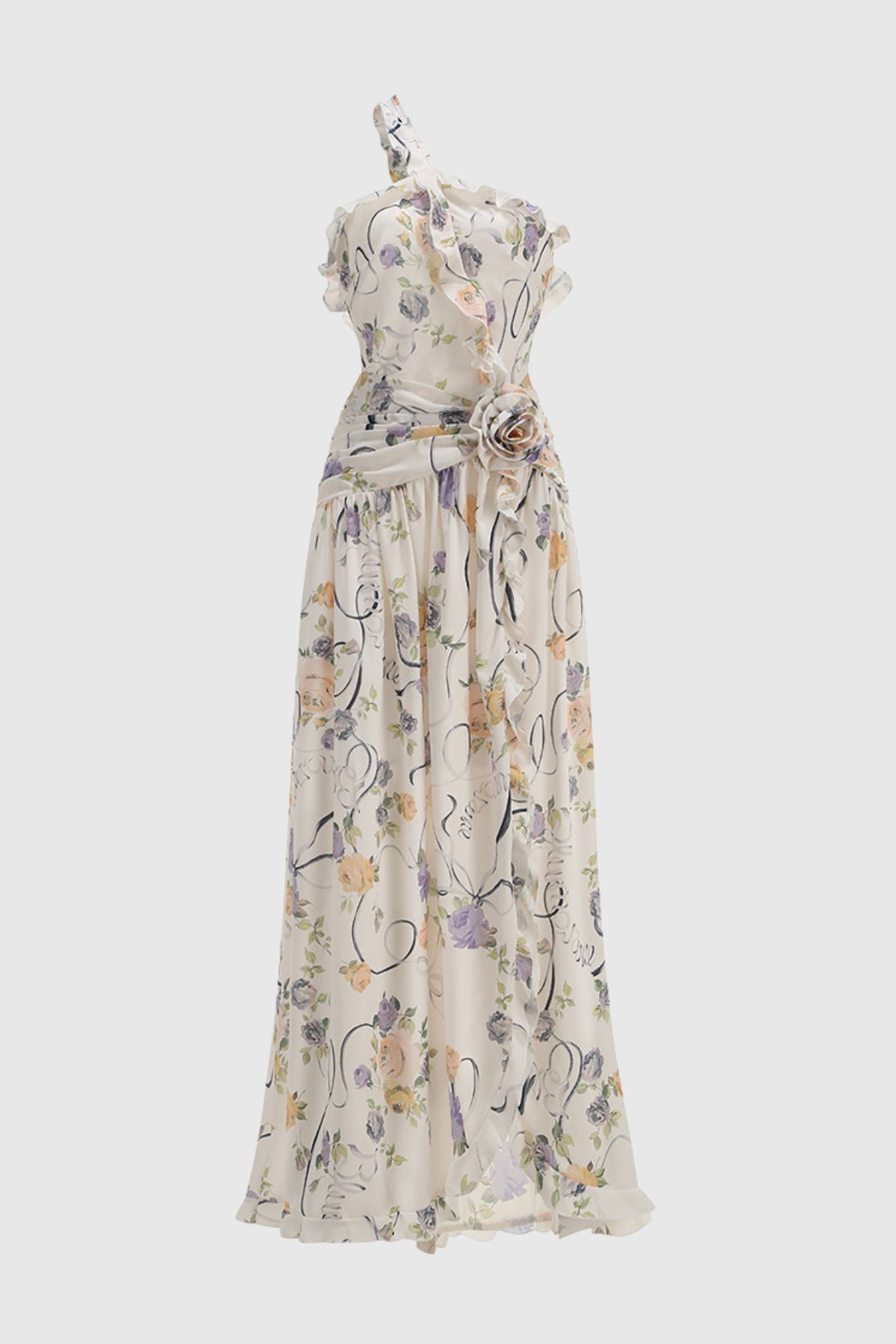 Azriel Floral Print One Shoulder Maxi Dress