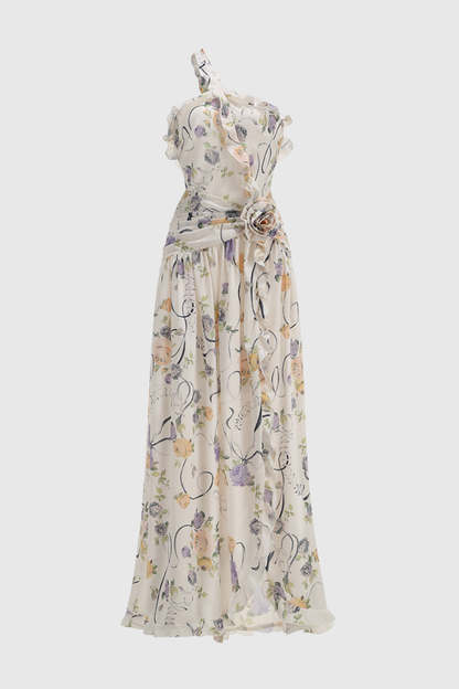 Azriel Floral Print One Shoulder Maxi Dress