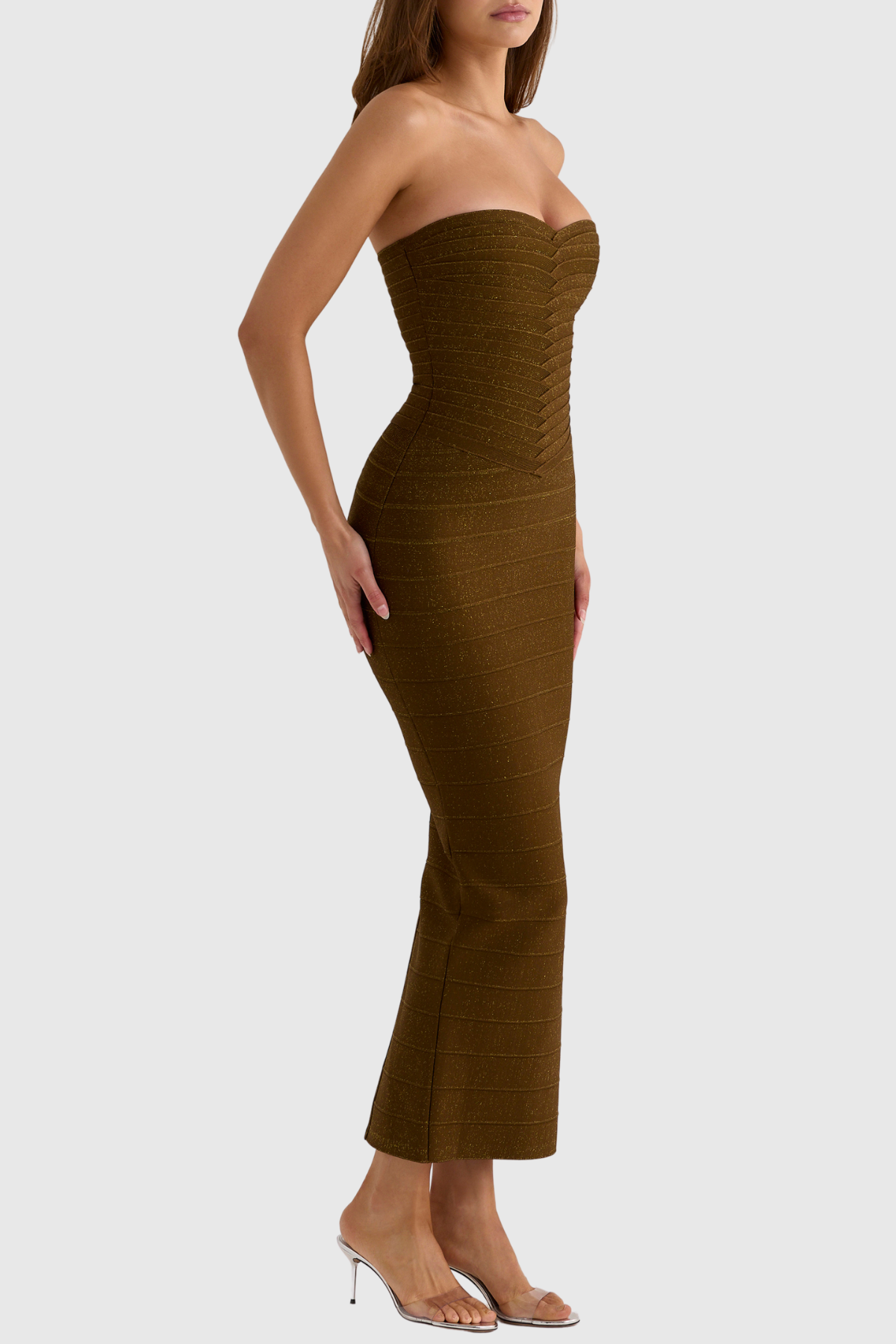 Azure Strapless Maxi Bandage Dress - Brown