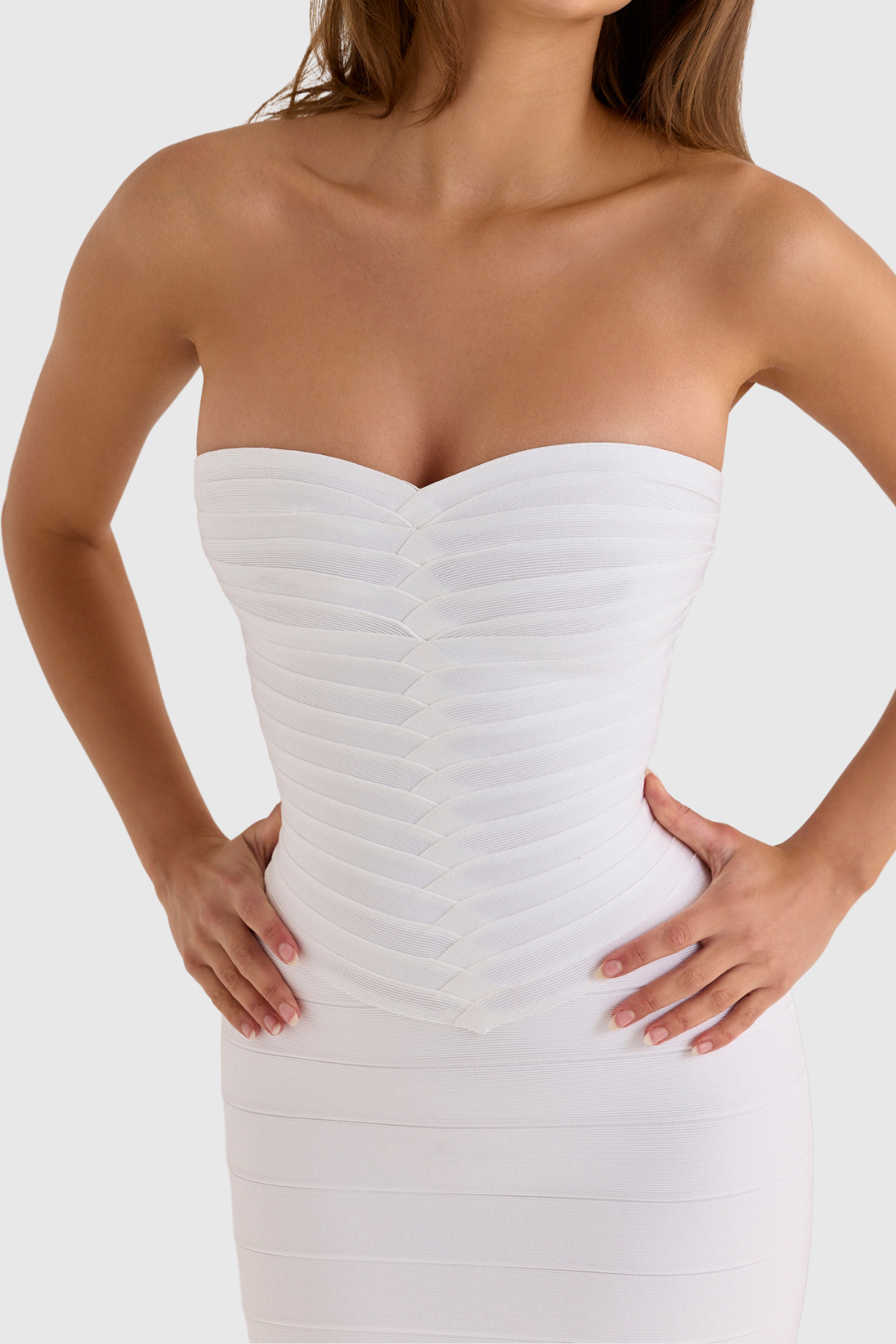 Azure Strapless Maxi Bandage Dress - White