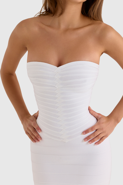 Azure Strapless Maxi Bandage Dress - White