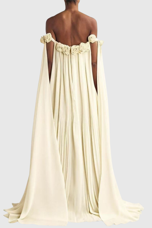 Baldwin Floral Off Shoulder Maxi Dress - Beige