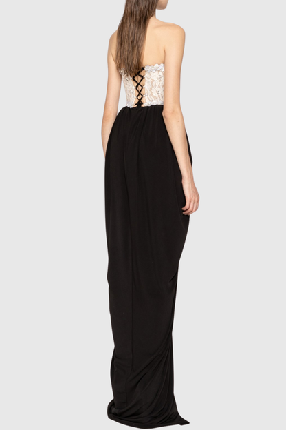 Bantya Strapless Lace Split Maxi Dress