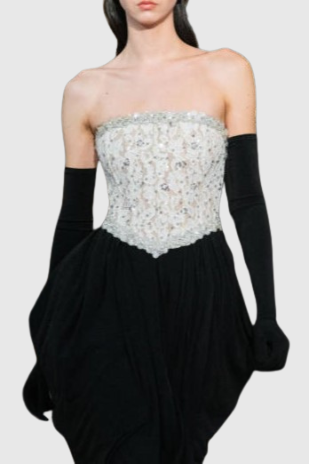 Bantya Strapless Lace Split Maxi Dress