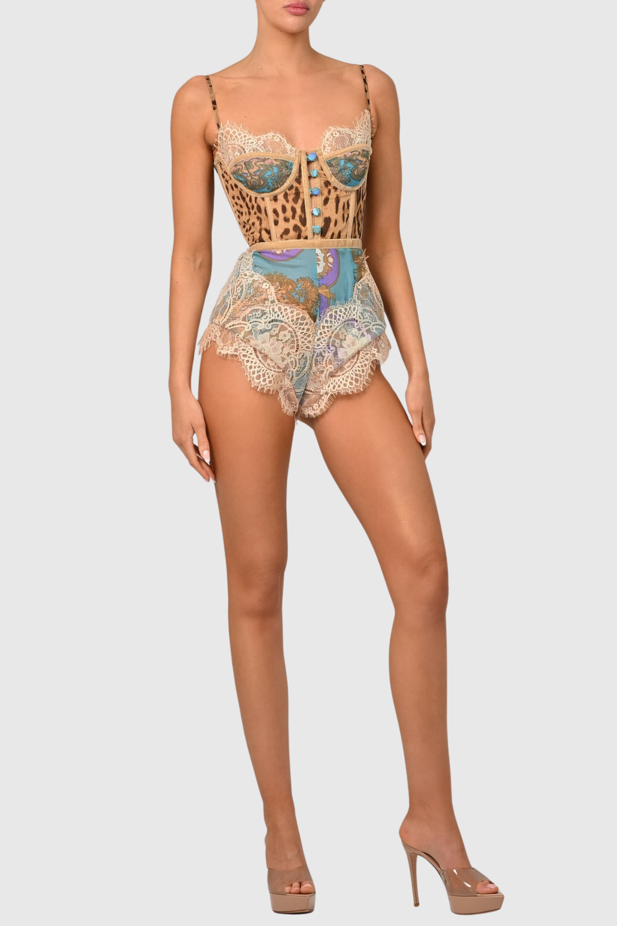 Barba Lace Leopard Romper