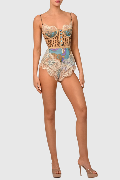 Barba Lace Leopard Romper