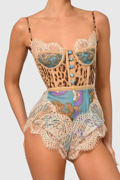 Barba Lace Leopard Romper