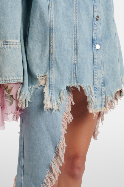 Bardot Asymmetric Frayed Mini Skirt