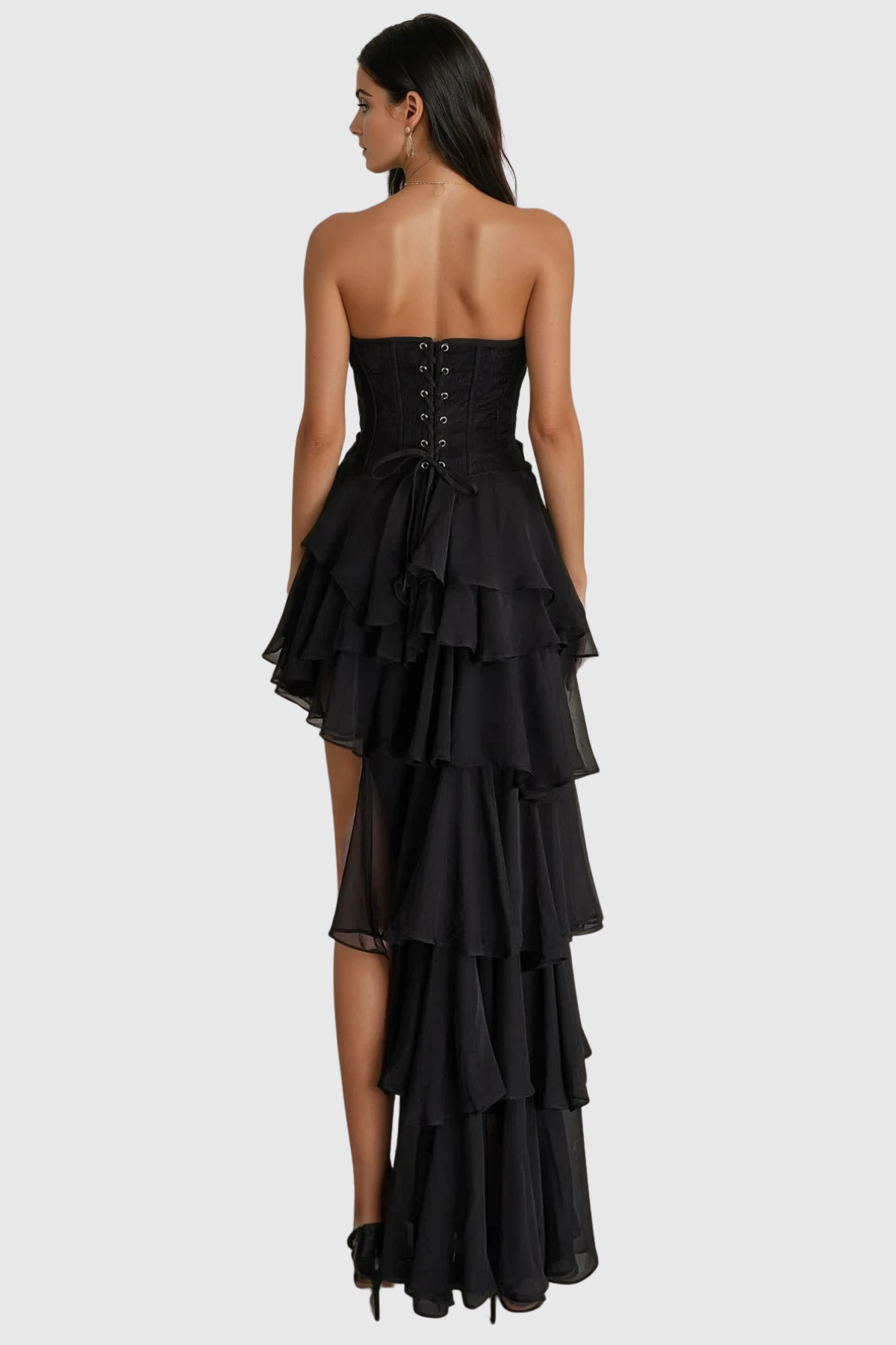 Barnab Straplesss Ruffle Maxi Dress - Black