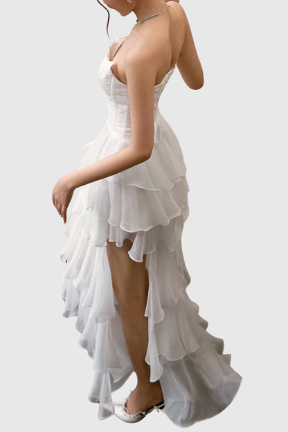 Barnab Straplesss Ruffle Maxi Dress - White