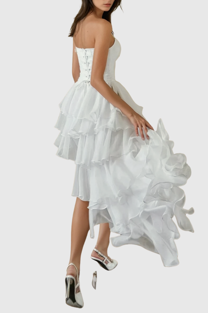 Barnab Straplesss Ruffle Maxi Dress - White