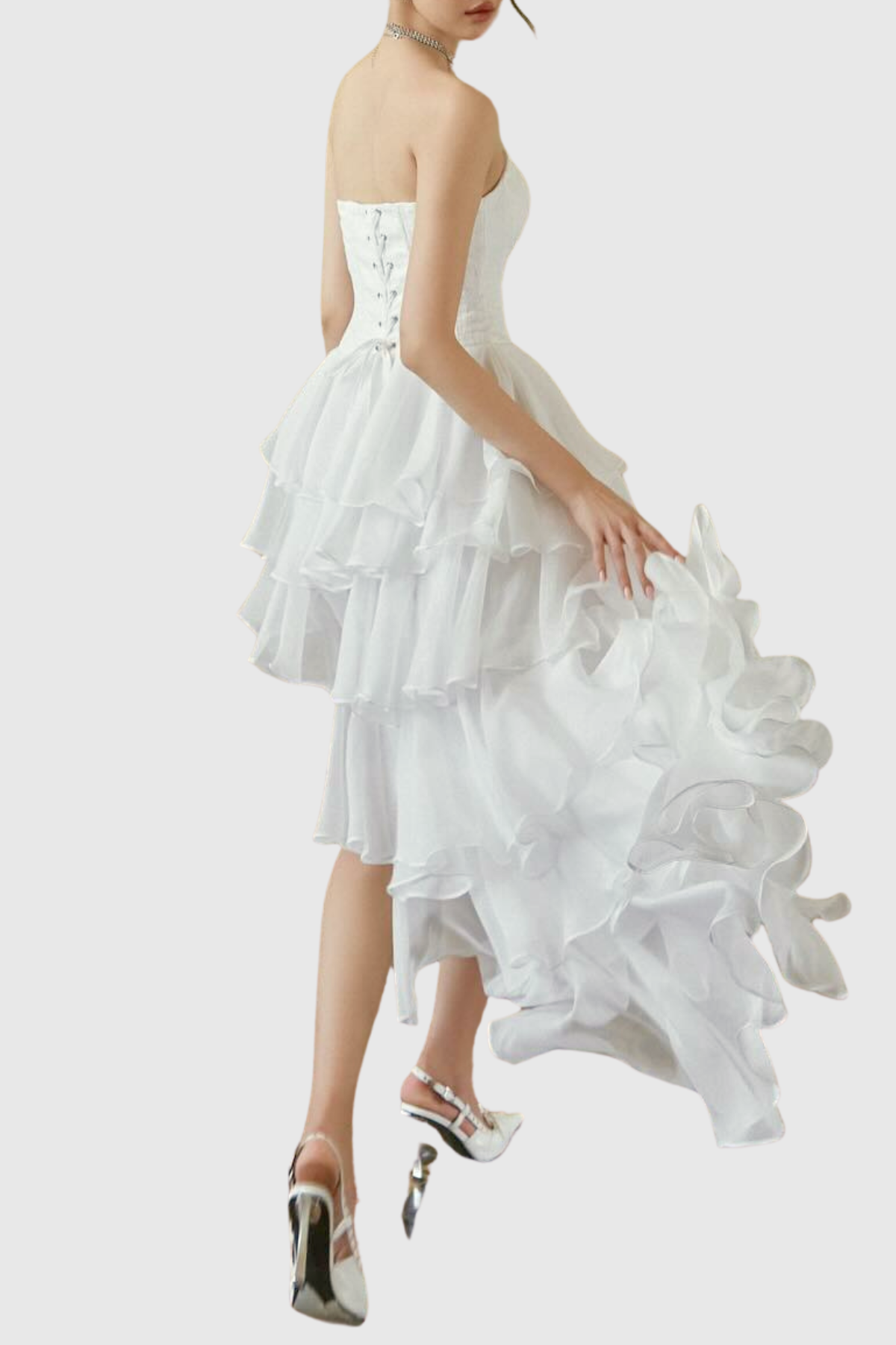 Barnab Straplesss Ruffle Maxi Dress - White