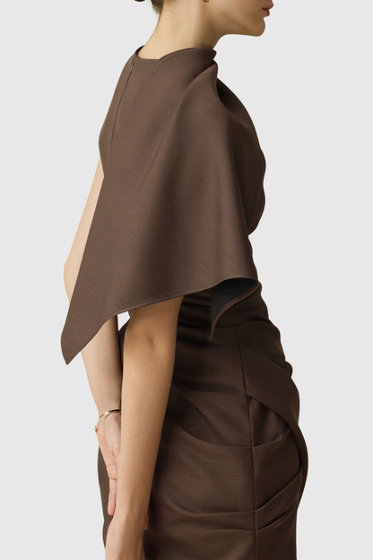 Baruca Asymmetric Draped Mini Dress