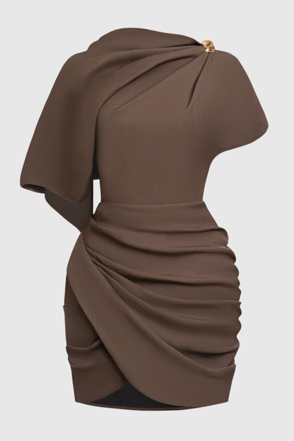 Baruca Asymmetric Draped Mini Dress