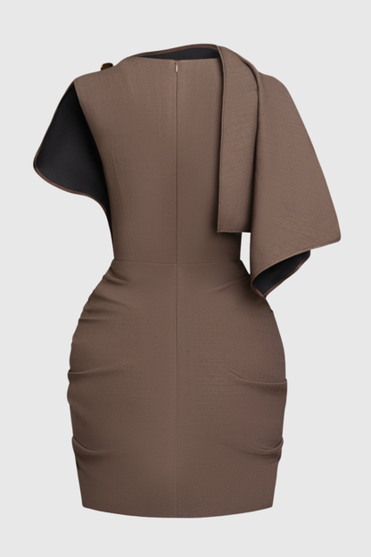 Baruca Asymmetric Draped Mini Dress