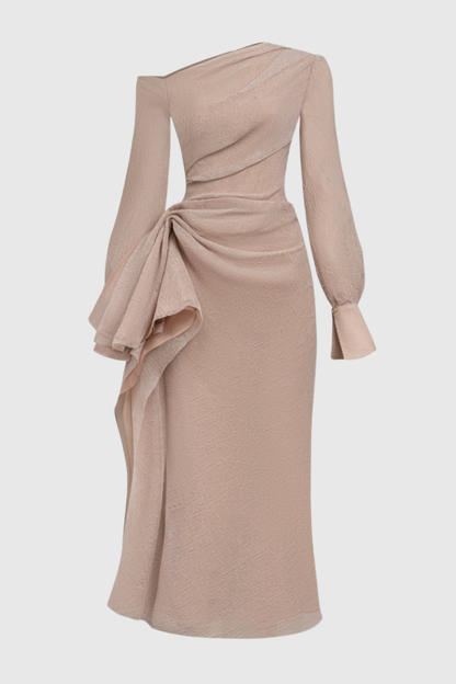 Basila Asymmetrical Ruched Midi Dress