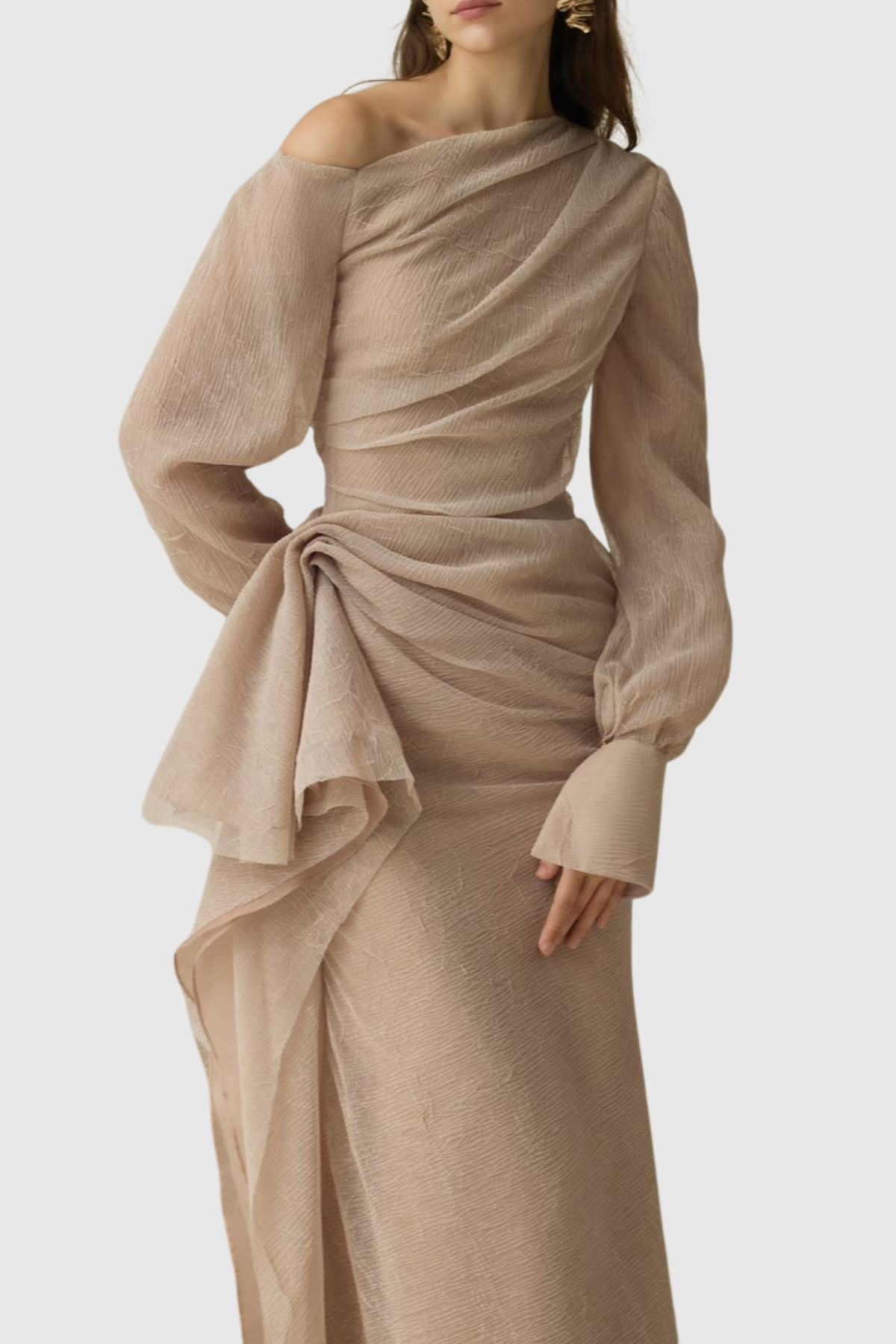 Basila Asymmetrical Ruched Midi Dress